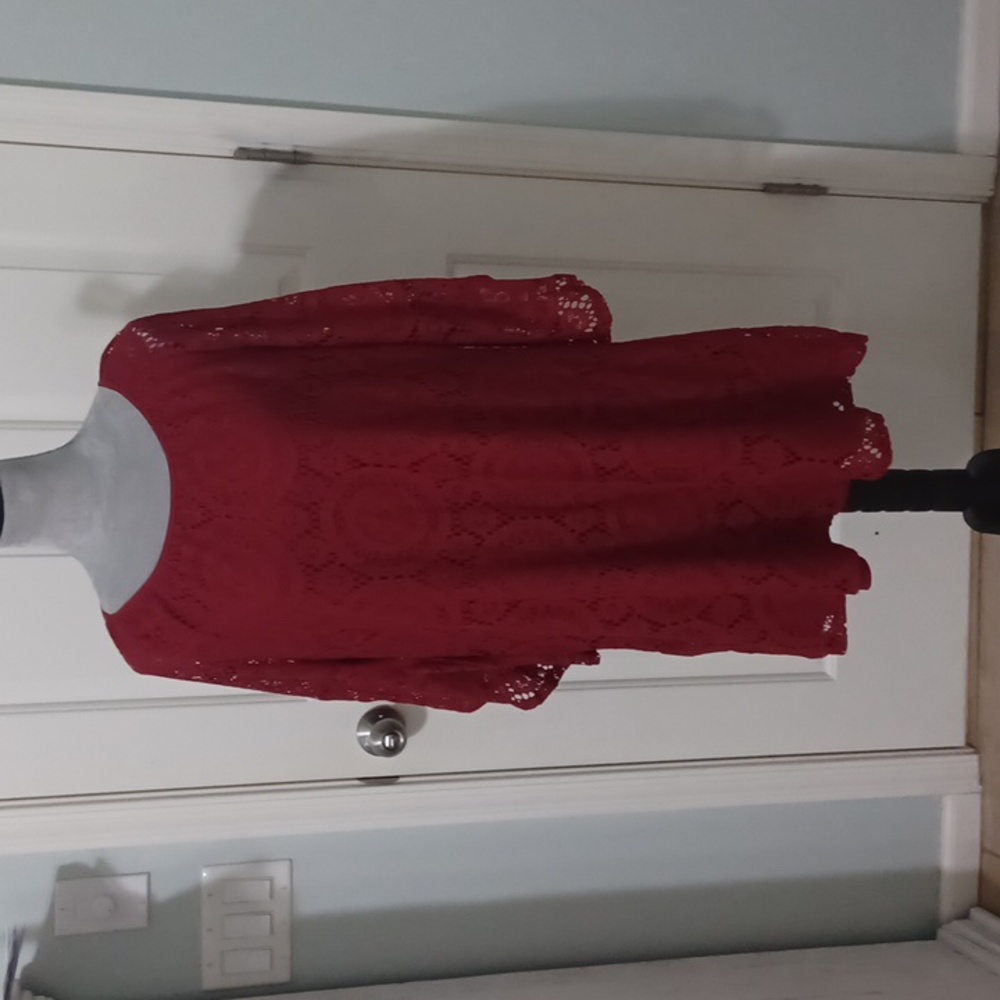 Tacera Burgundy Lace Top